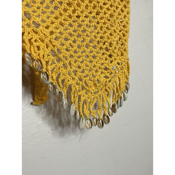 Y2K Yellow Crochet Halter Tie Back Tank Top Shells Women's Small Island Planet - Picture 4 of 7